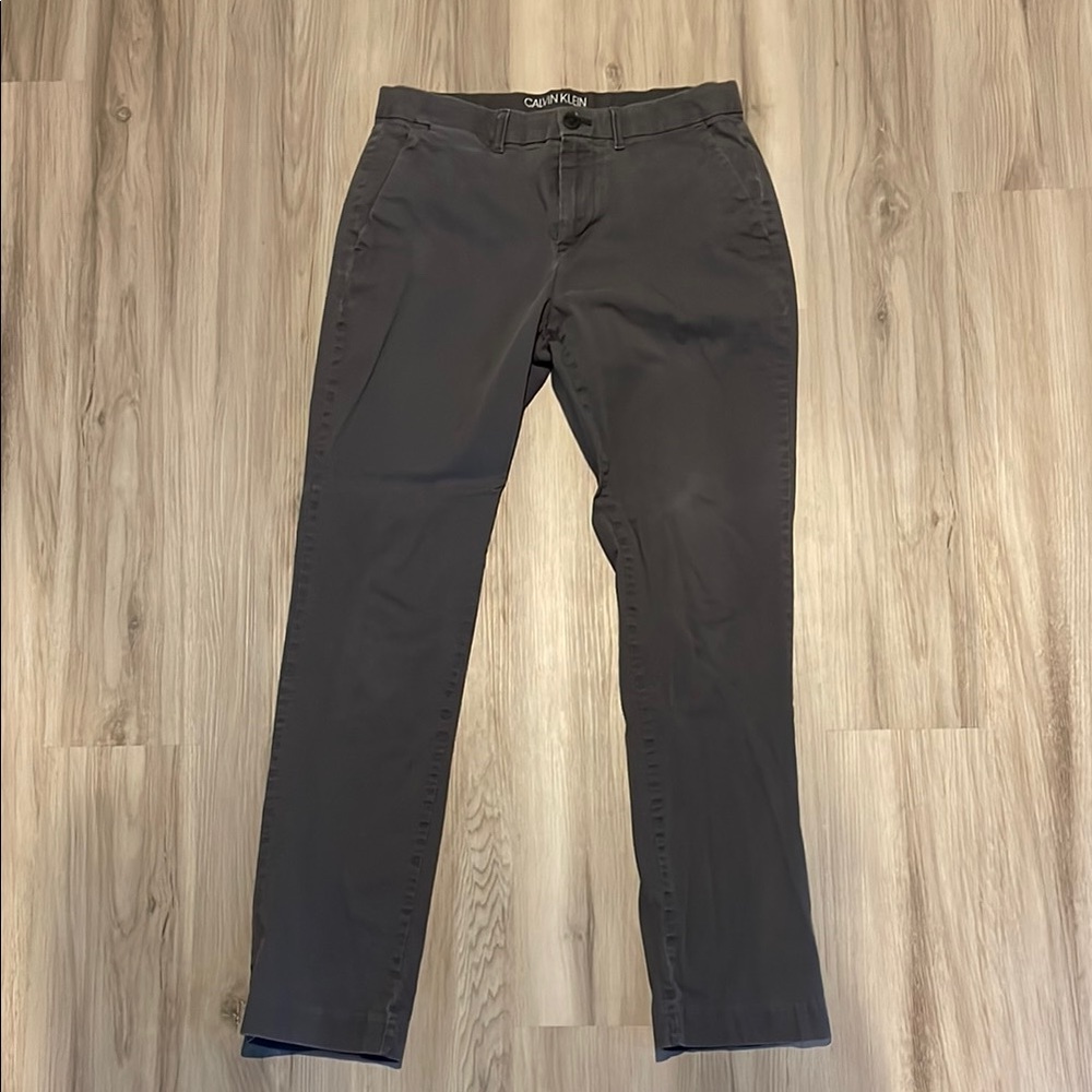 Calvin Klein Charcoal Gray Slim Fit Flex Waist Chinos